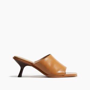 NWT Heeled Faux Leather Square Toe Mules